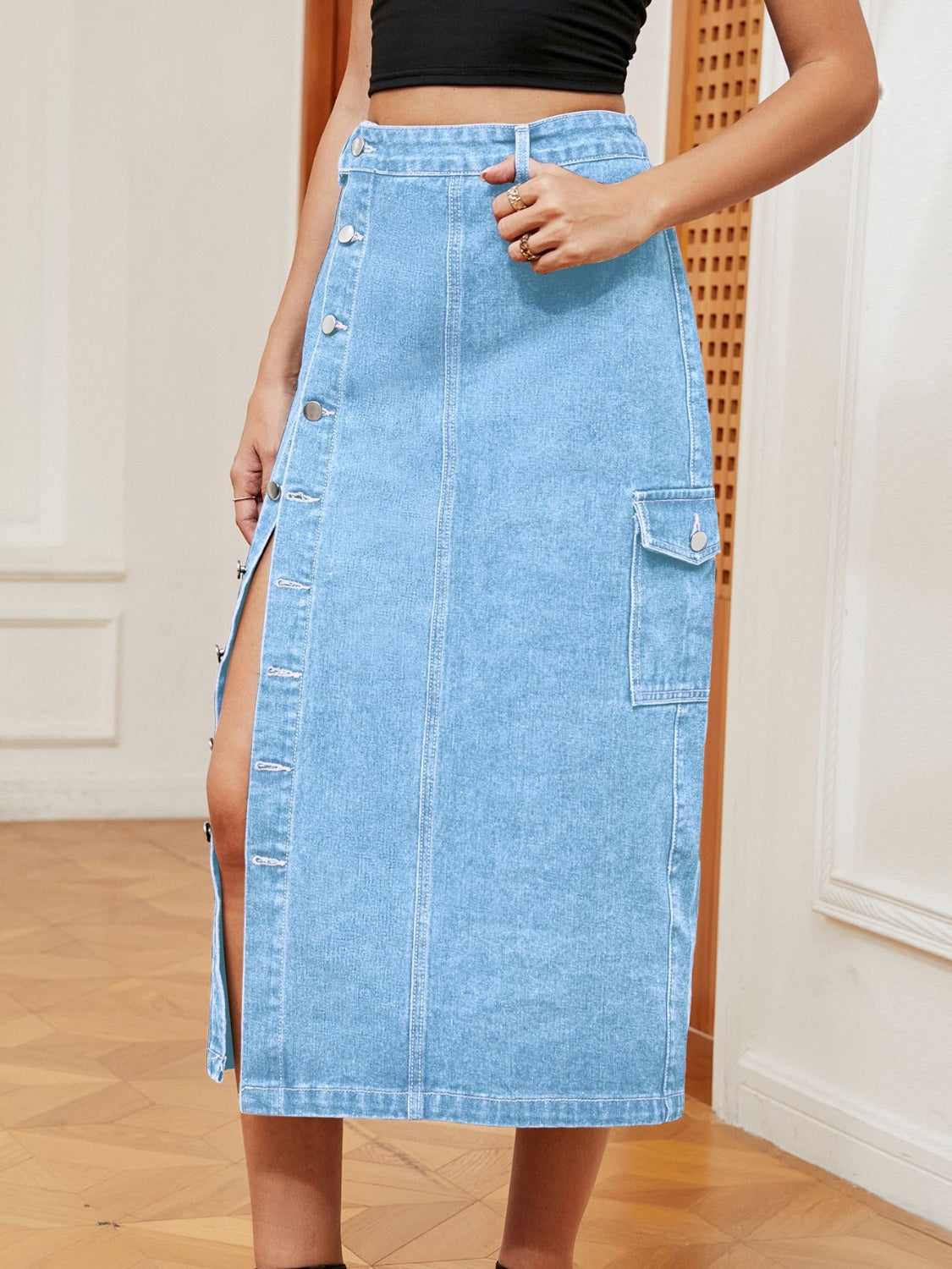 Mackenzie Button Down Denim Skirt