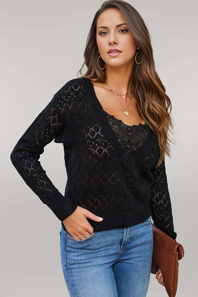 Bella Lace Detail Knit Top