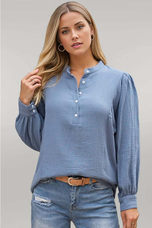 Take It Easy Half-Button Blouse