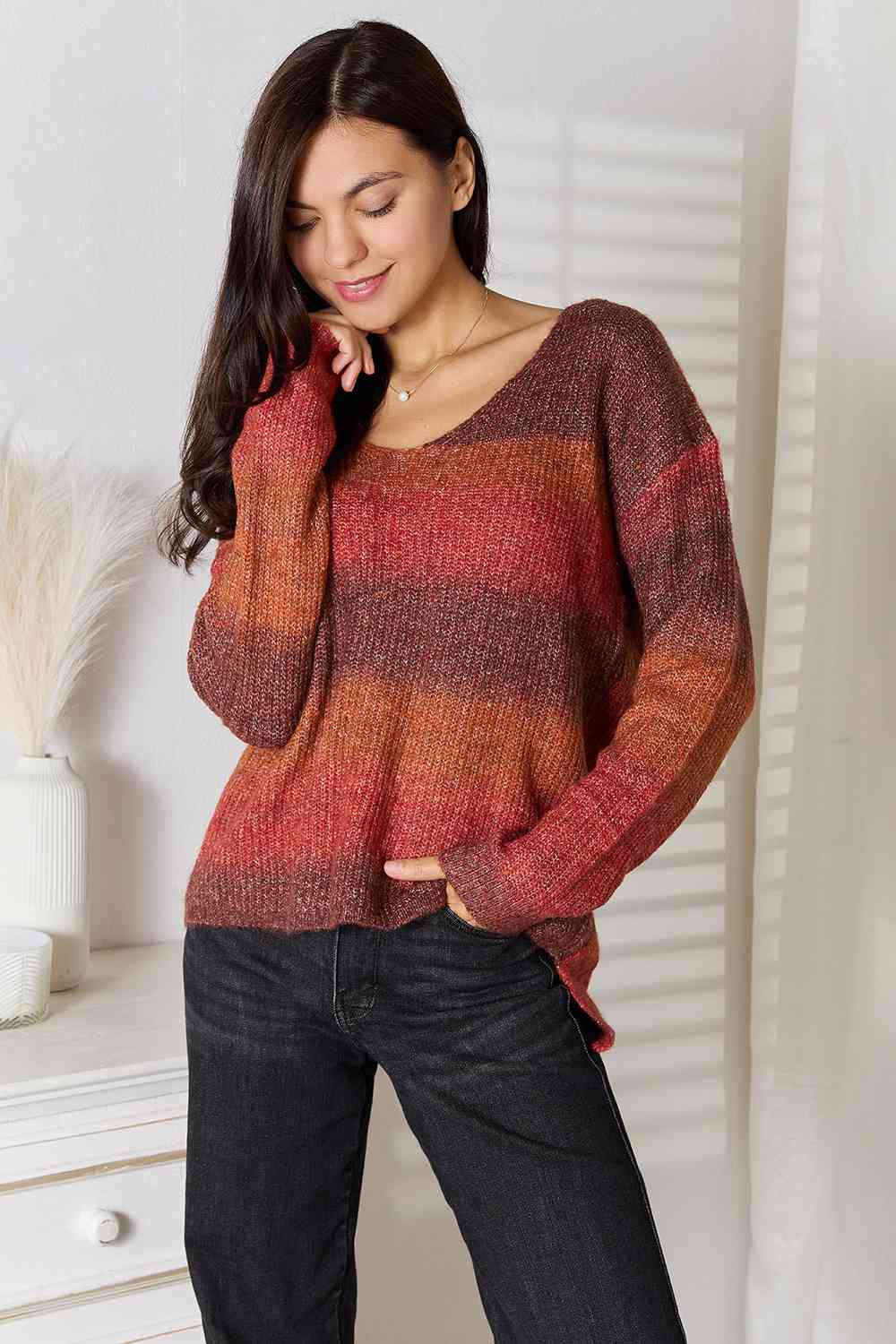 Leslie Gradient V-Neck Sweater