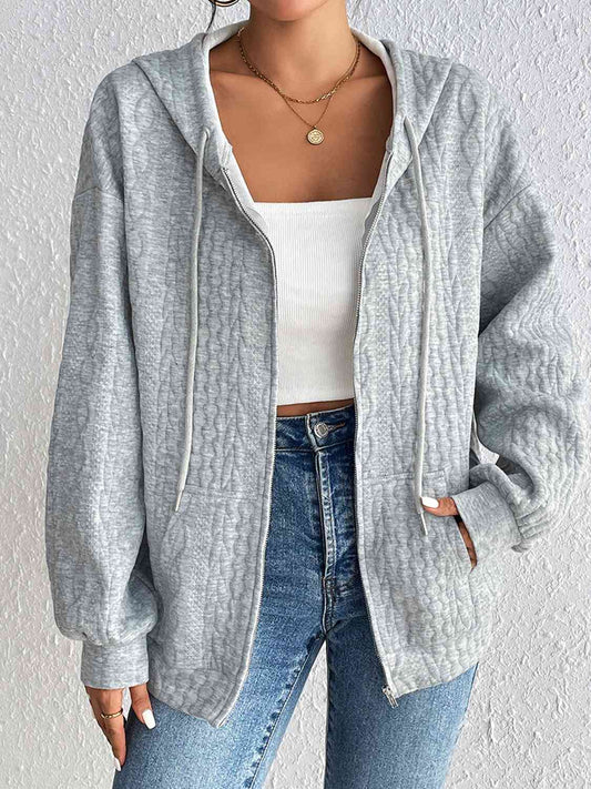 Gabrielle Zip Up Drawstring Hoodie