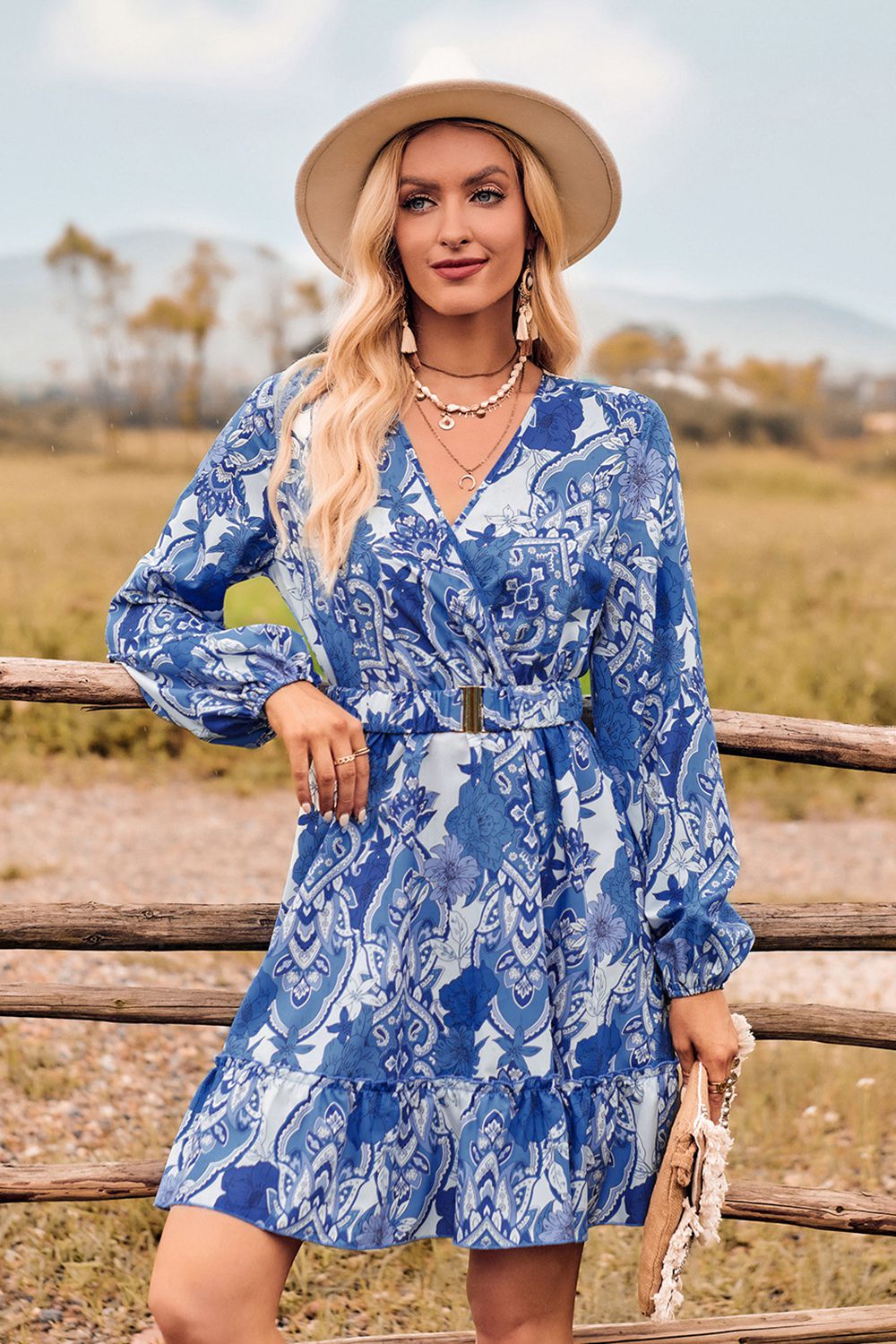 Harvest Day Long Sleeve Mini Dress