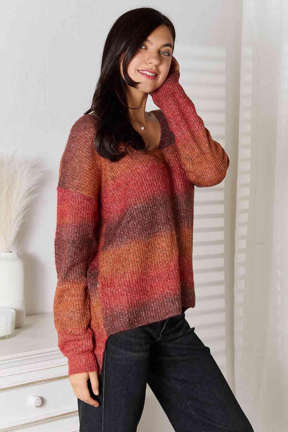 Leslie Gradient V-Neck Sweater