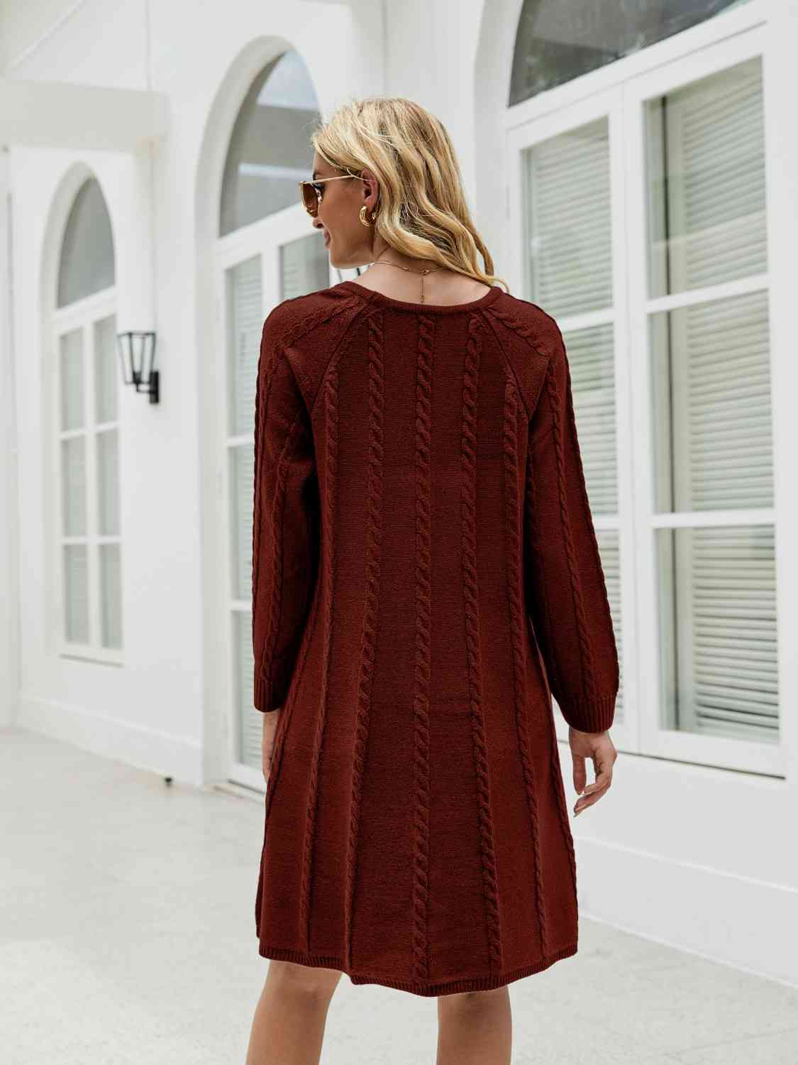 Elianna Cable-Knit Long Sleeve Sweater Dress