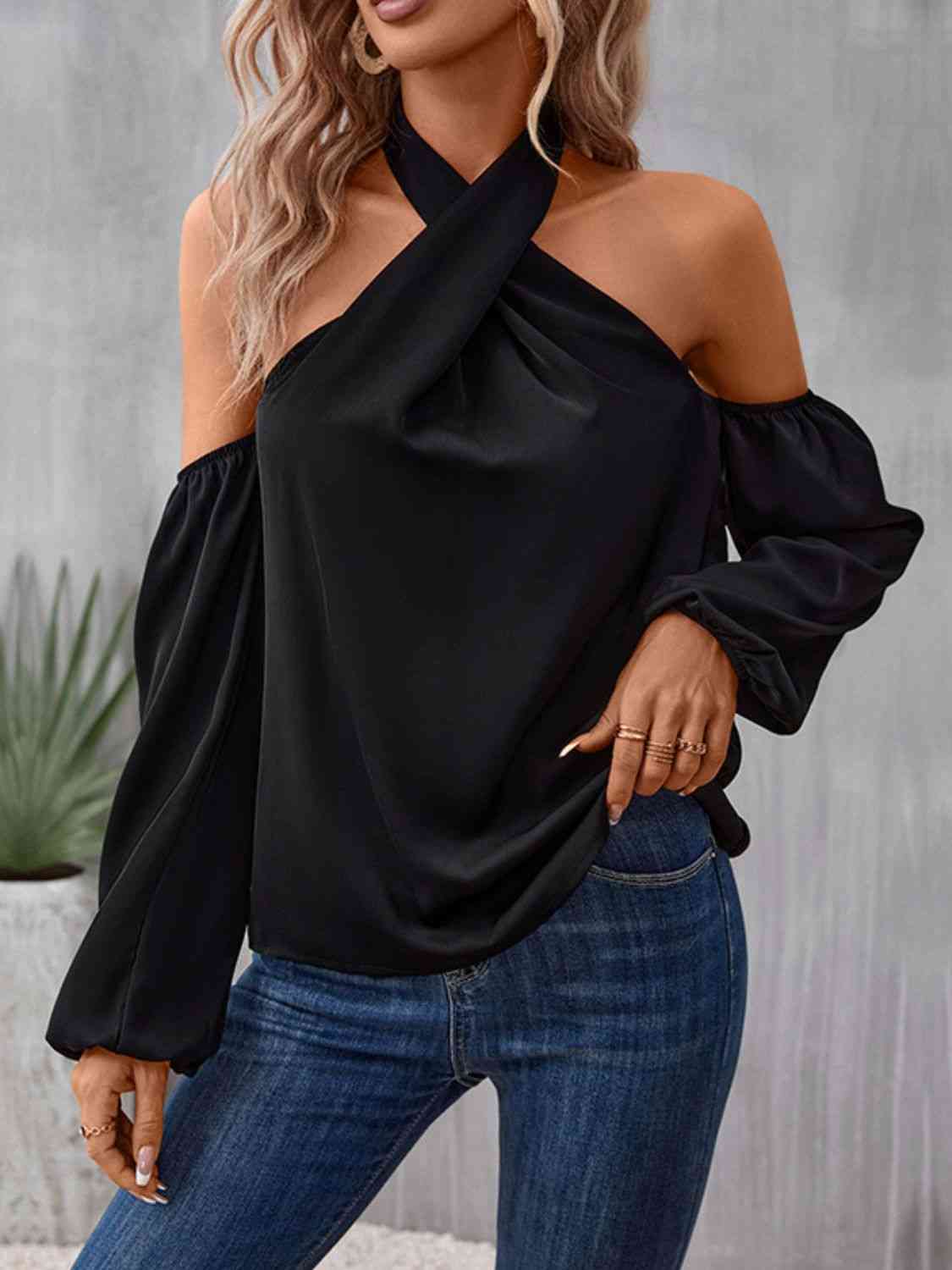 Ava Grecian Cold Shoulder Blouse