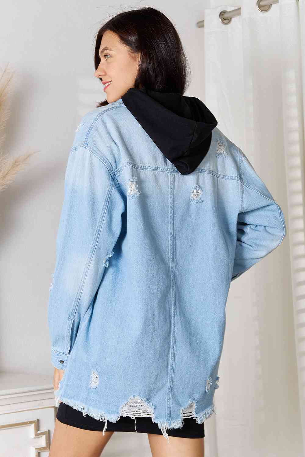 Michelle Raw Hem Denim Shacket