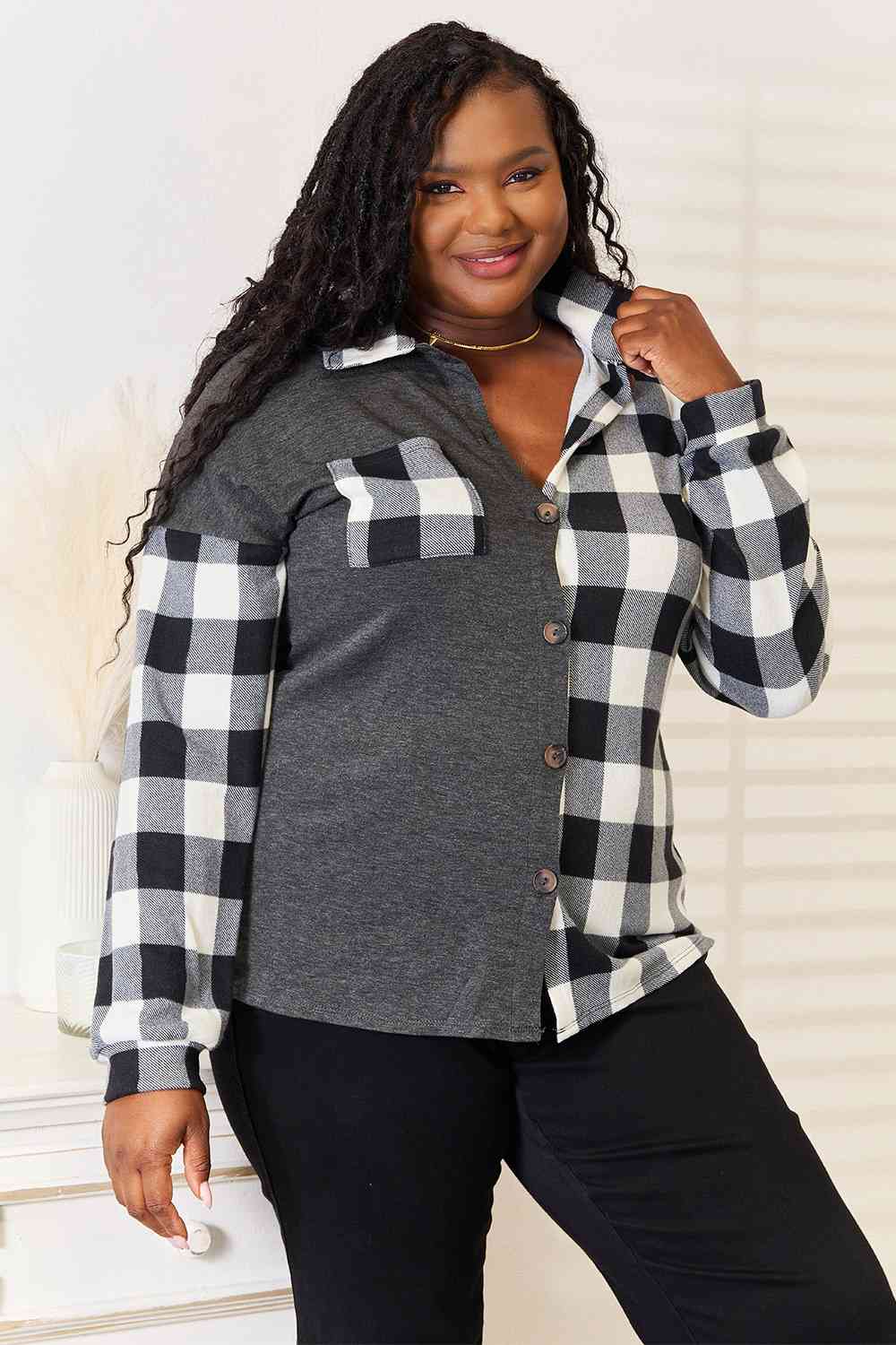 Gabriela Plaid Contrast Shacket