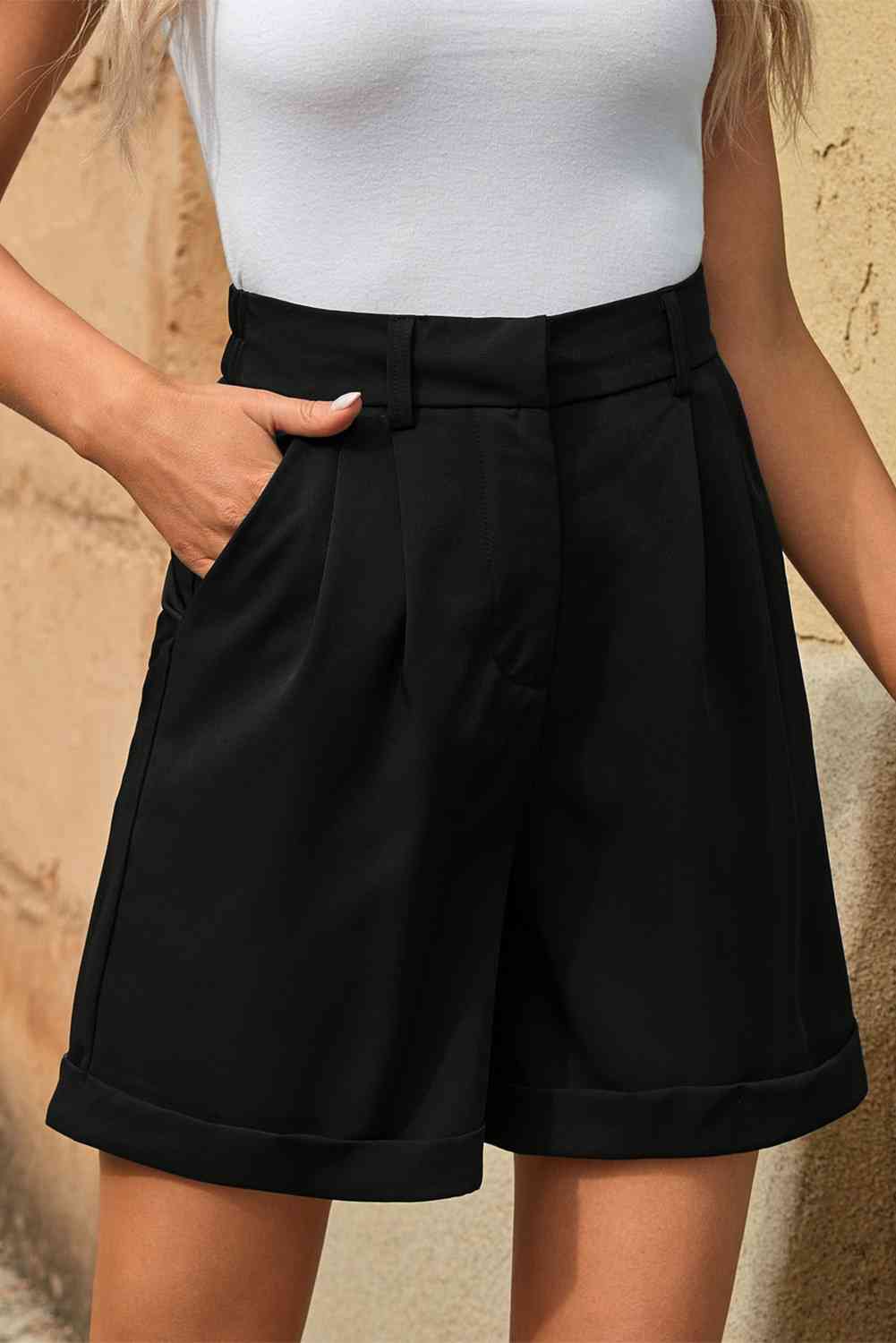 Cameron Pleated High Waist Shorts