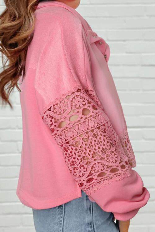 Teresa Crochet Snap Button Sweatshirt