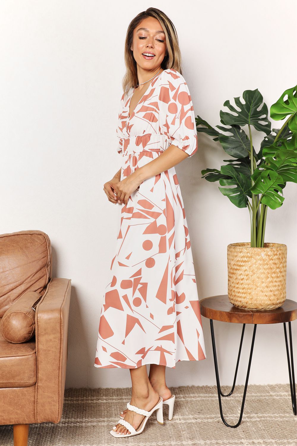 Work Of Art Surplice Midi Dress