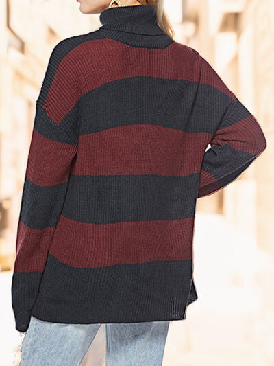 Tiana Striped Turtleneck Long Sleeve Sweater