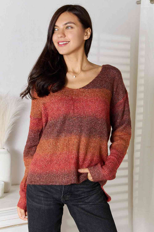 Leslie Gradient V-Neck Sweater