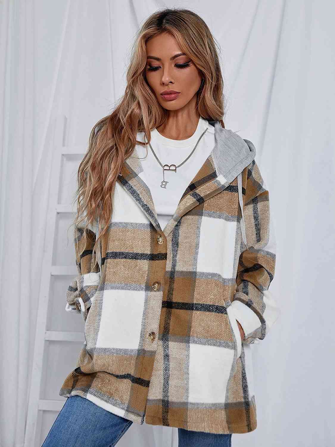 Love The Outdoors Plaid Hooded Jacket