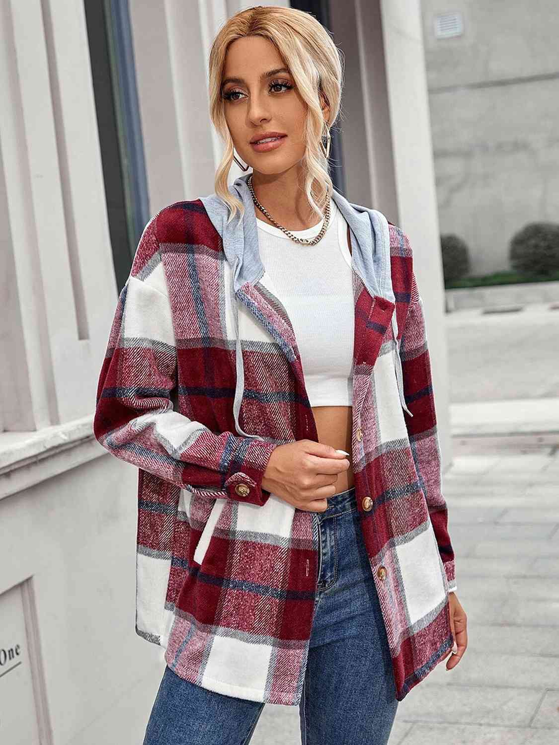 Love The Outdoors Plaid Hooded Jacket