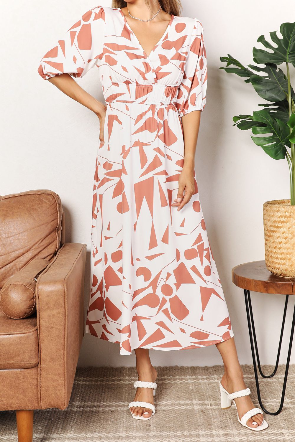 Work Of Art Surplice Midi Dress