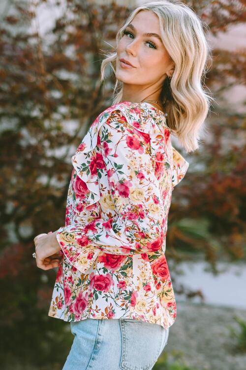 Juliette Floral Round Neck Smocked Blouse