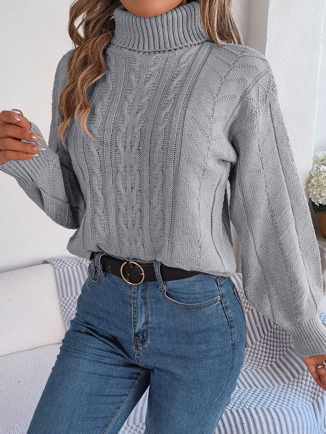 Mariah Cable-Knit Turtleneck Sweater