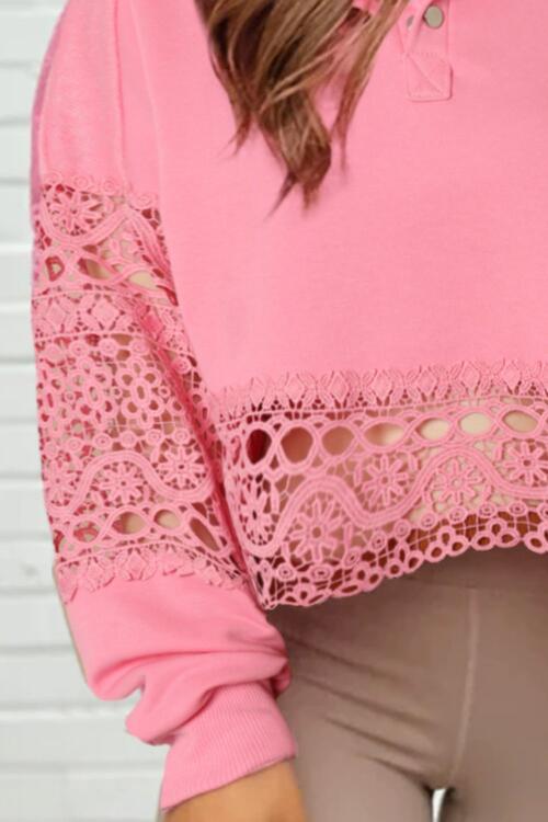 Teresa Crochet Snap Button Sweatshirt