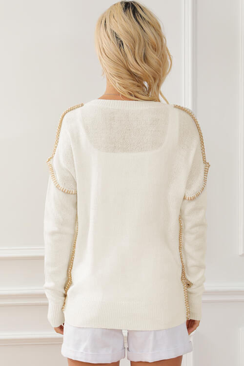 Adaline Exposed Seam Long Sleeve Sweater