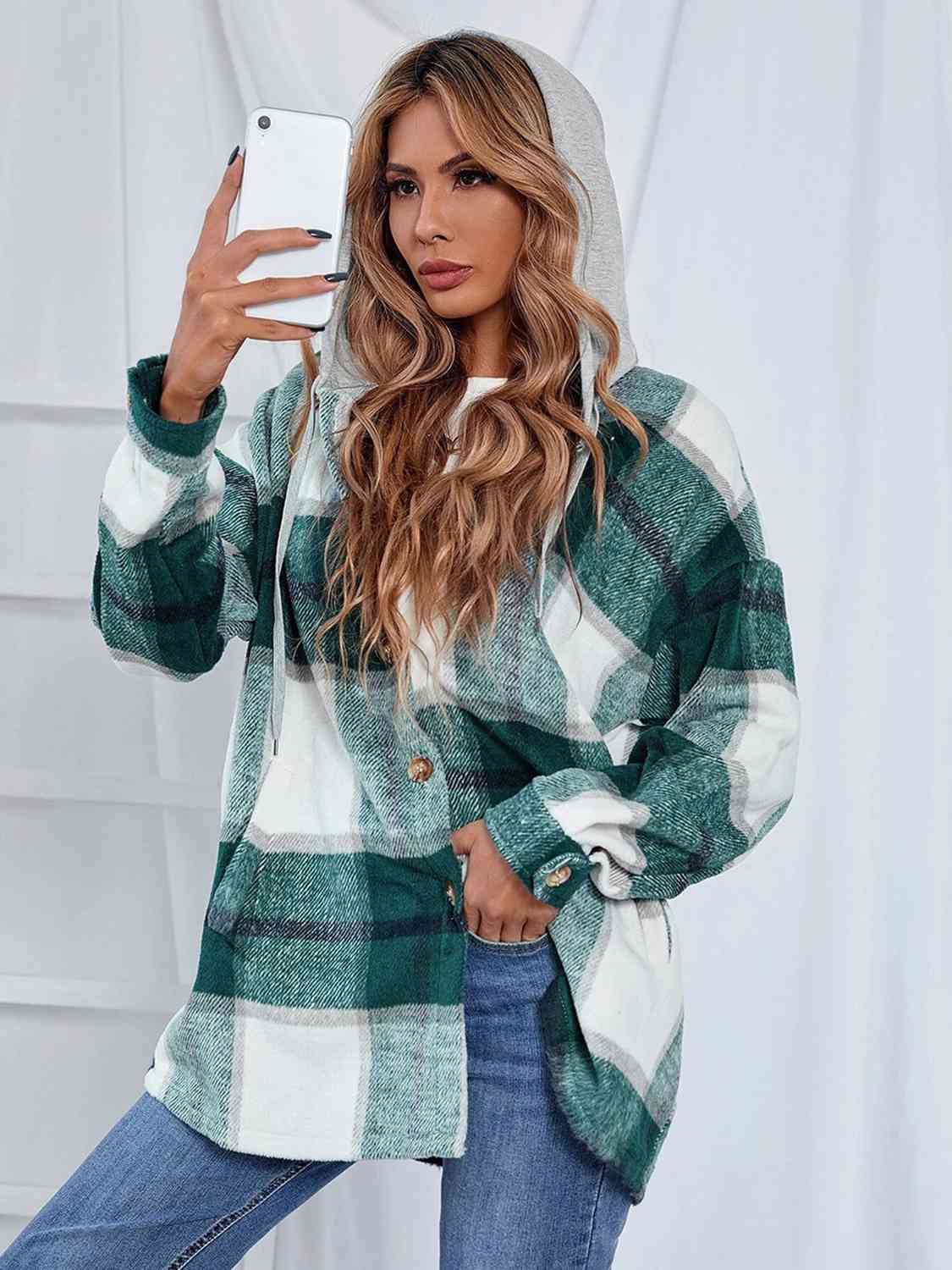 Love The Outdoors Plaid Hooded Jacket