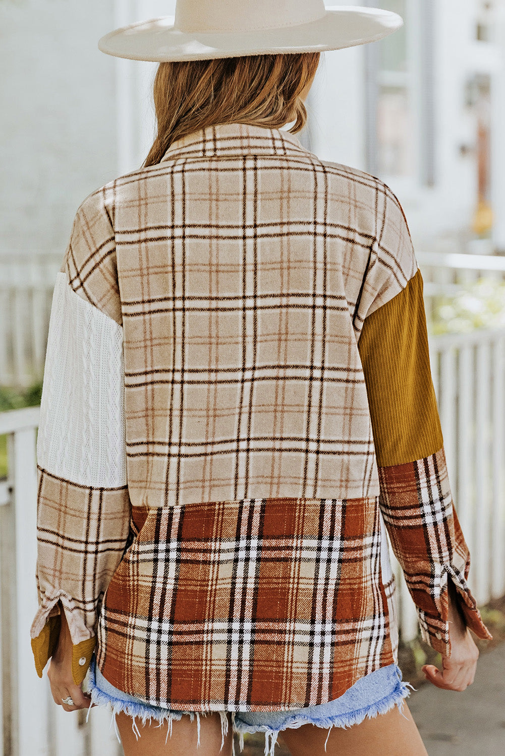 Walk Outside Plaid Color Block Shacket