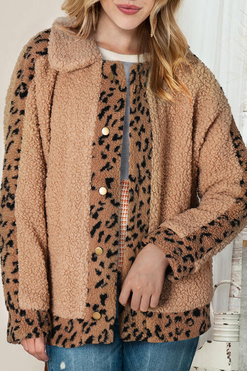 Cozy Leopard Snap Down Jacket