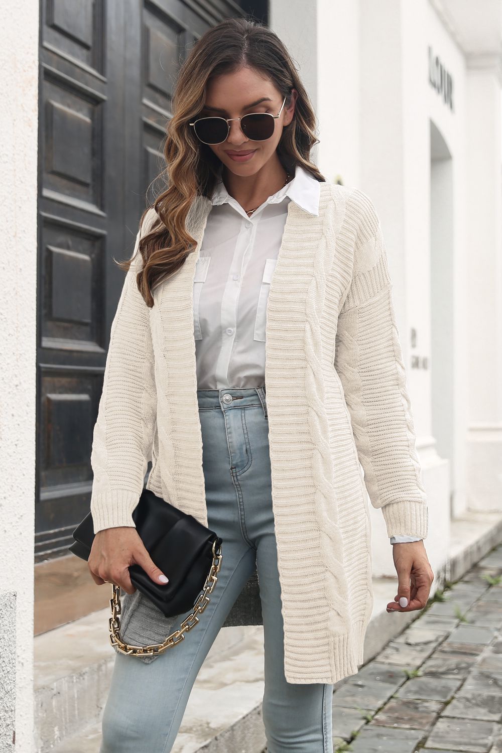 Here For It Cable-Knit Cardigan