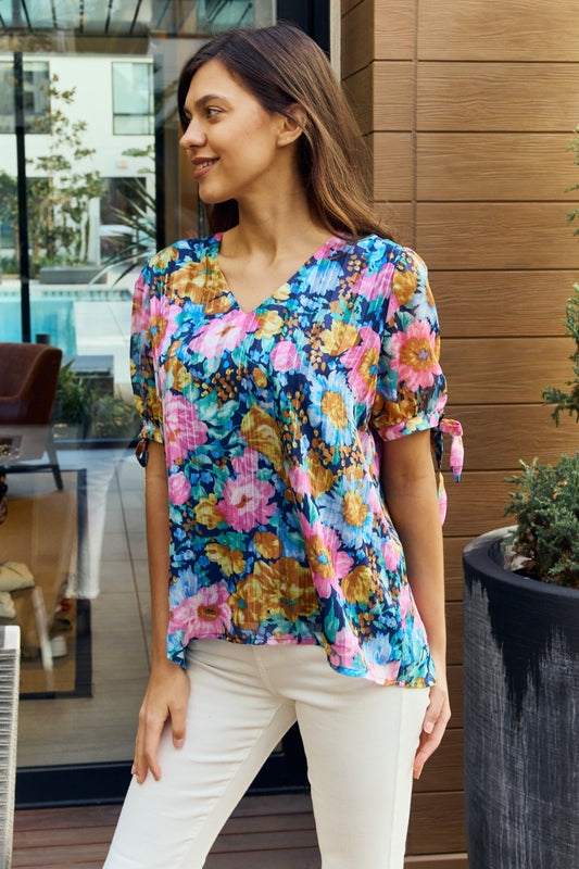 Pretty Petals Floral Tie Detail Blouse