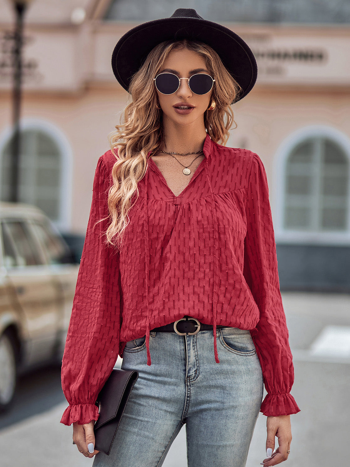 Taking Risks Flounce Sleeve Blouse