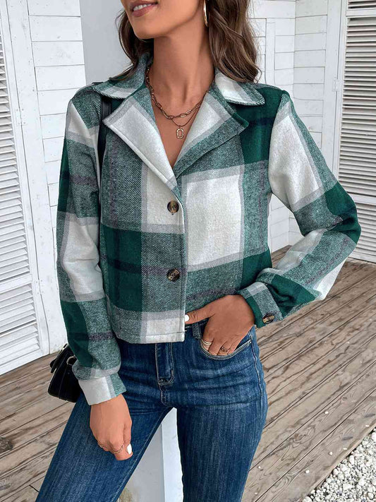 Riley Plaid Button Up Long Sleeve Jacket