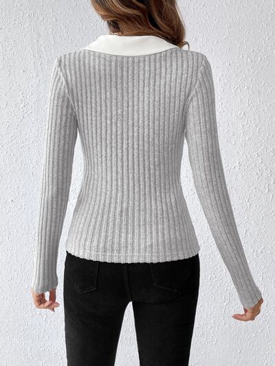 Laura Ribbed Long Sleeve Blouse