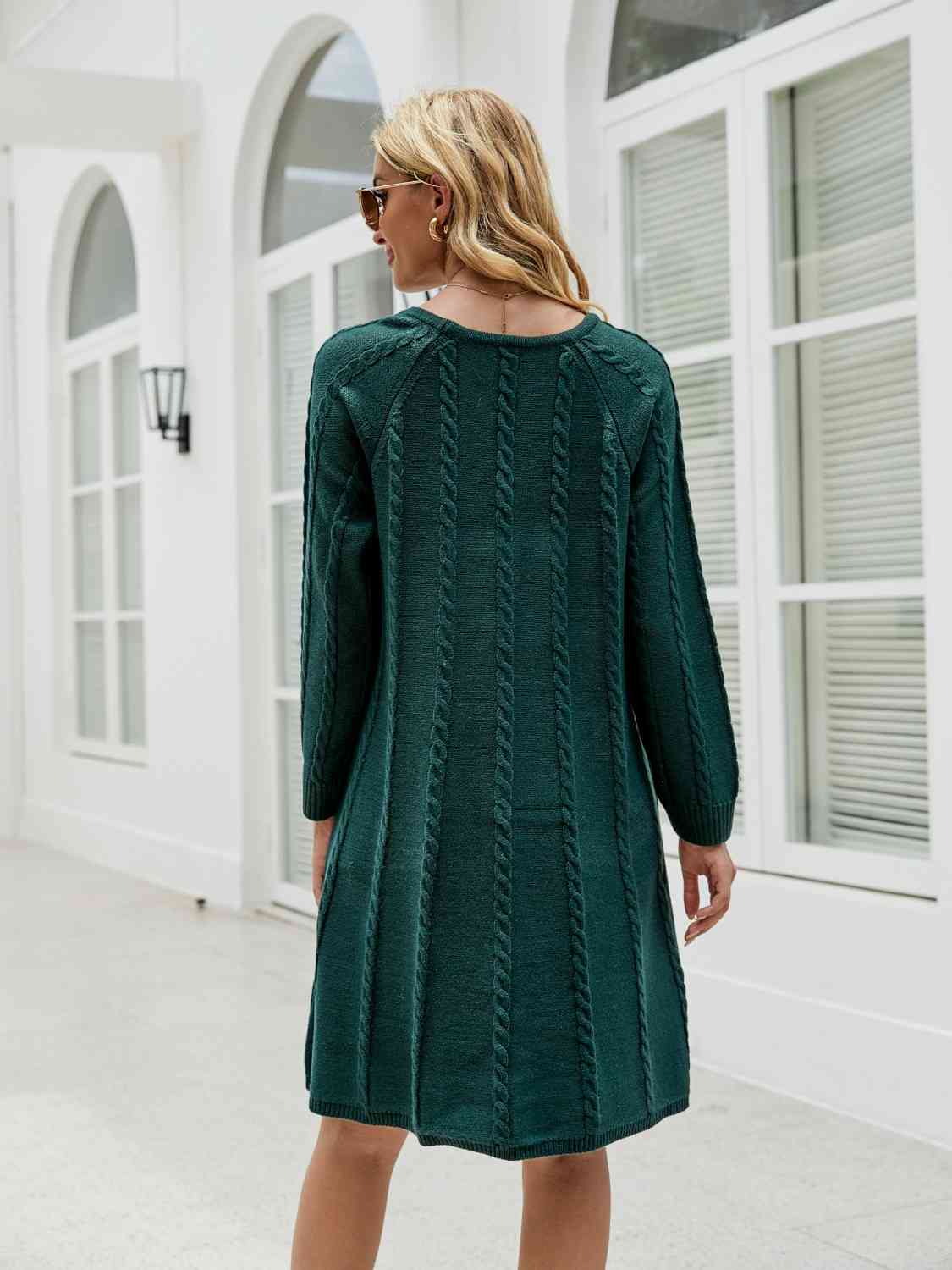 Elianna Cable-Knit Long Sleeve Sweater Dress