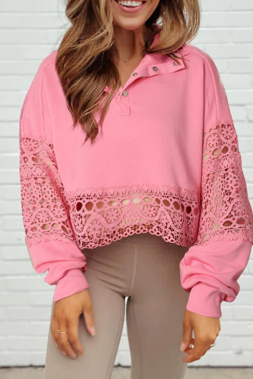 Teresa Crochet Snap Button Sweatshirt