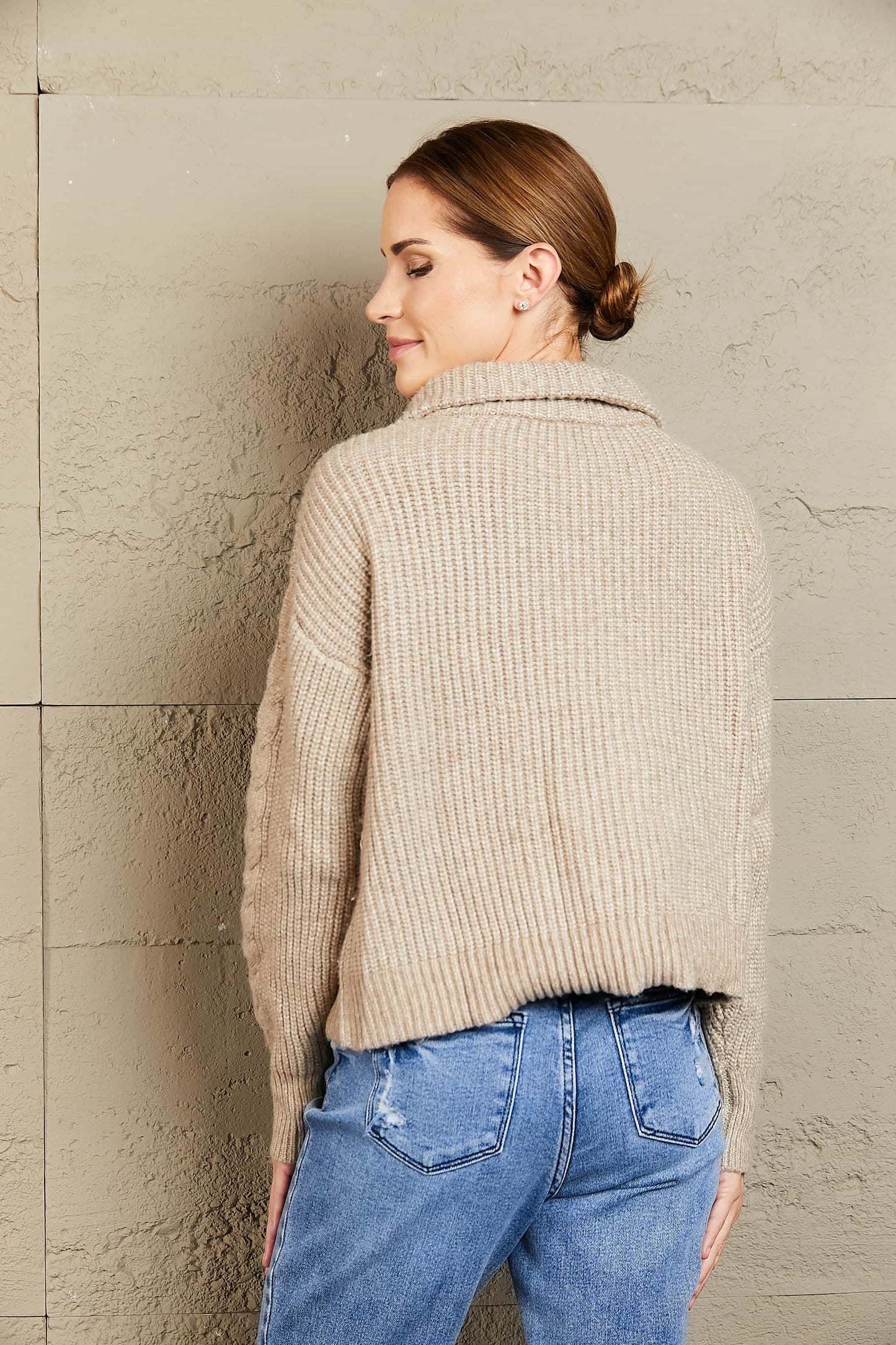 Marina Half Zip Mixed Knit Sweater