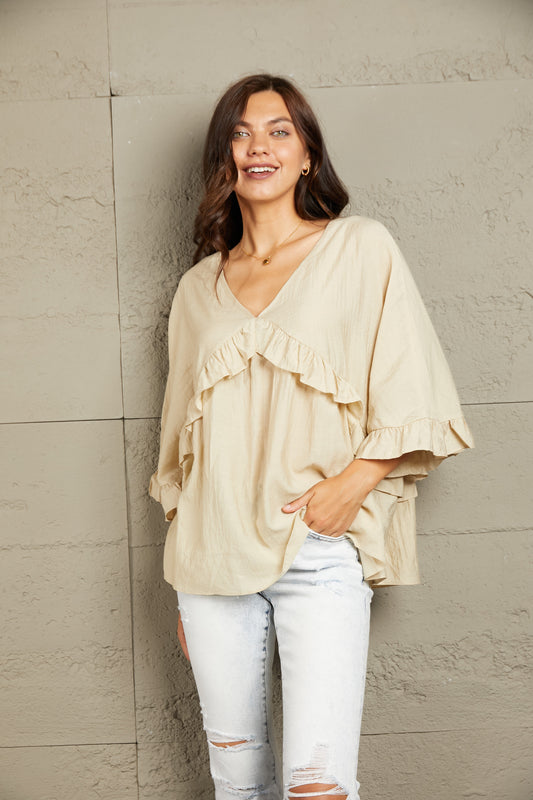 Marcia Ruffled V-Neck Blouse