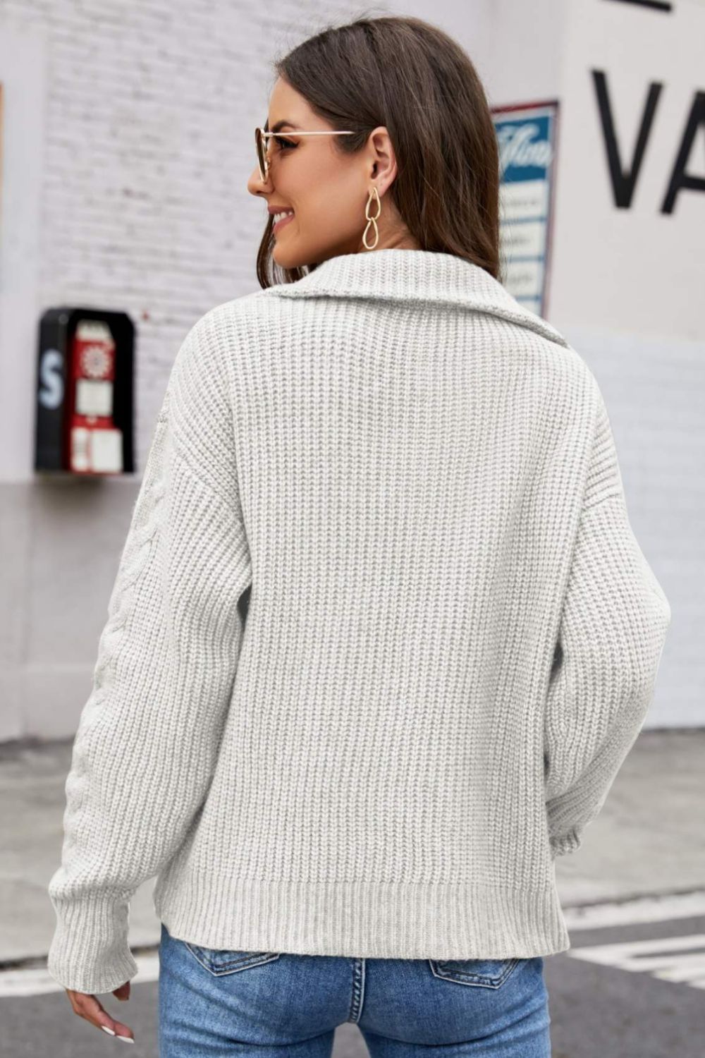 Marina Half Zip Mixed Knit Sweater