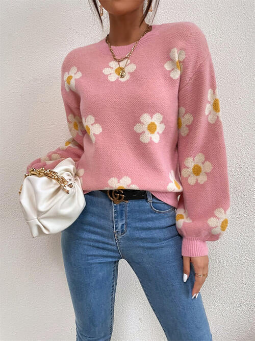 Luna Flower Lantern Sleeve Sweater