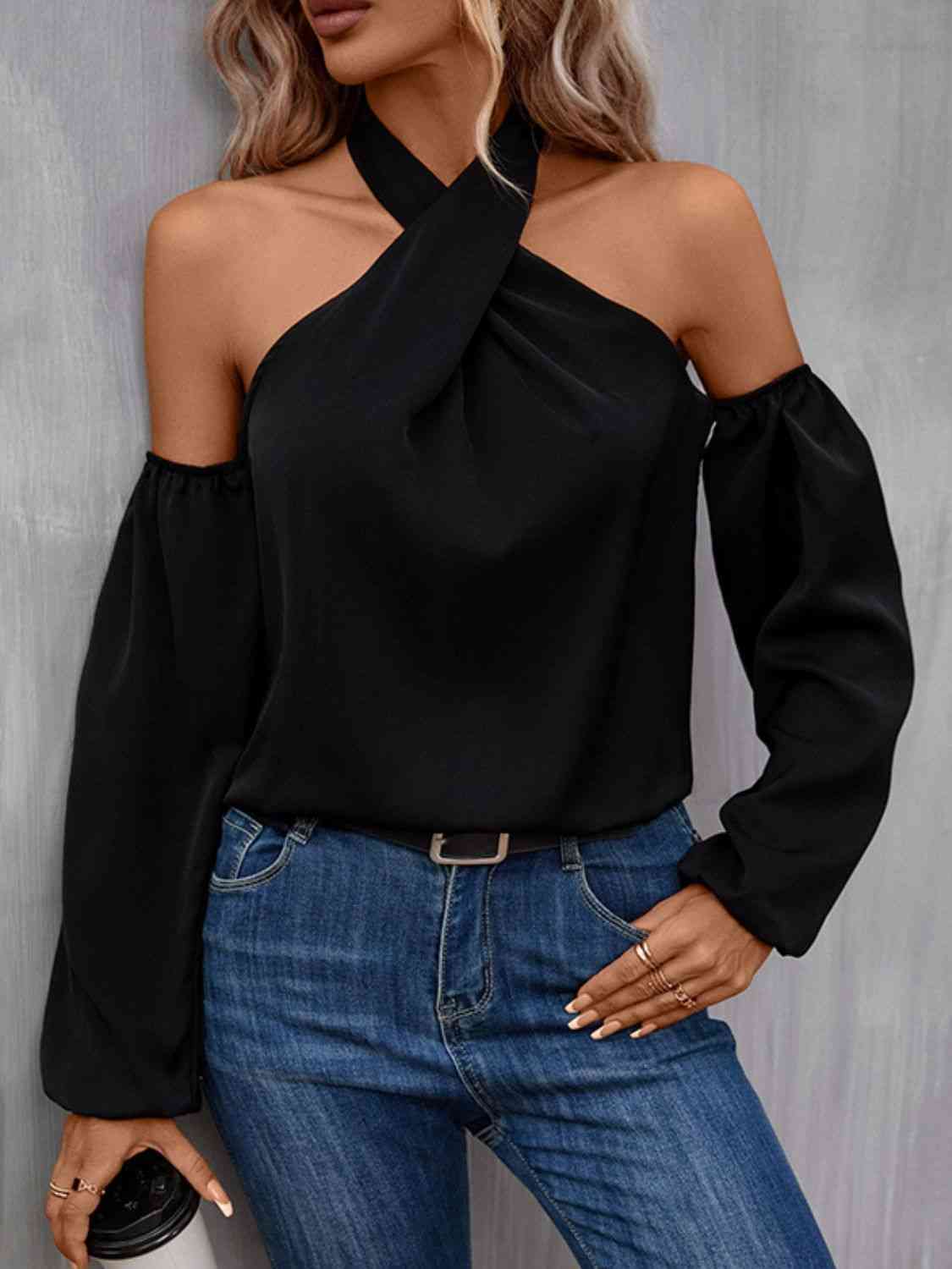 Ava Grecian Cold Shoulder Blouse