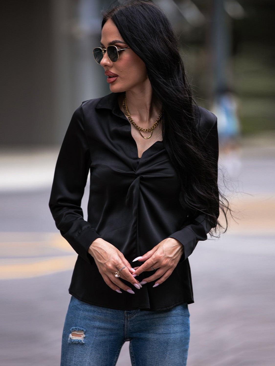 Never Give Up Front Twist Blouse