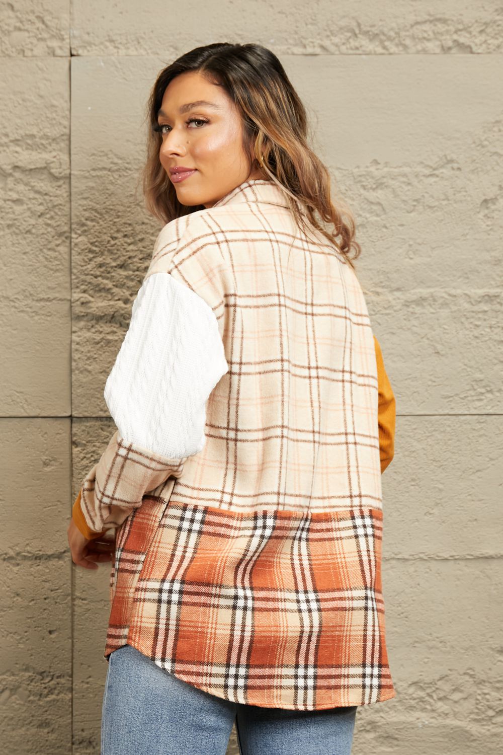 Walk Outside Plaid Color Block Shacket