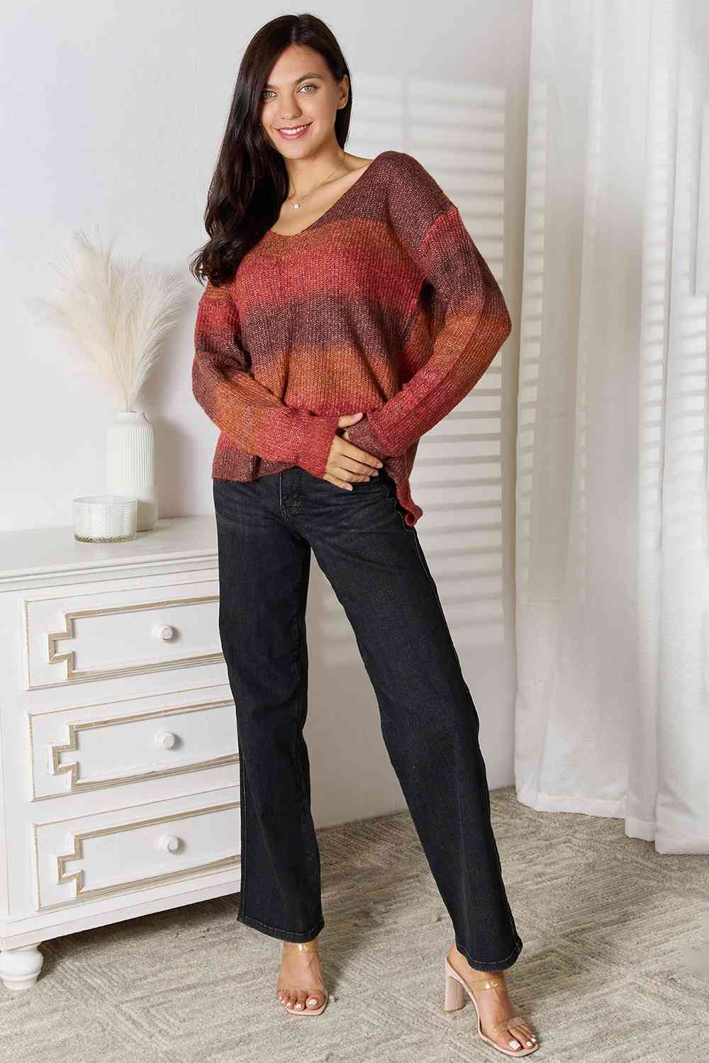 Leslie Gradient V-Neck Sweater