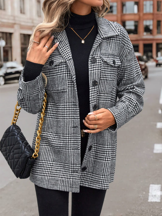 Roxana Houndstooth Collared Jacket