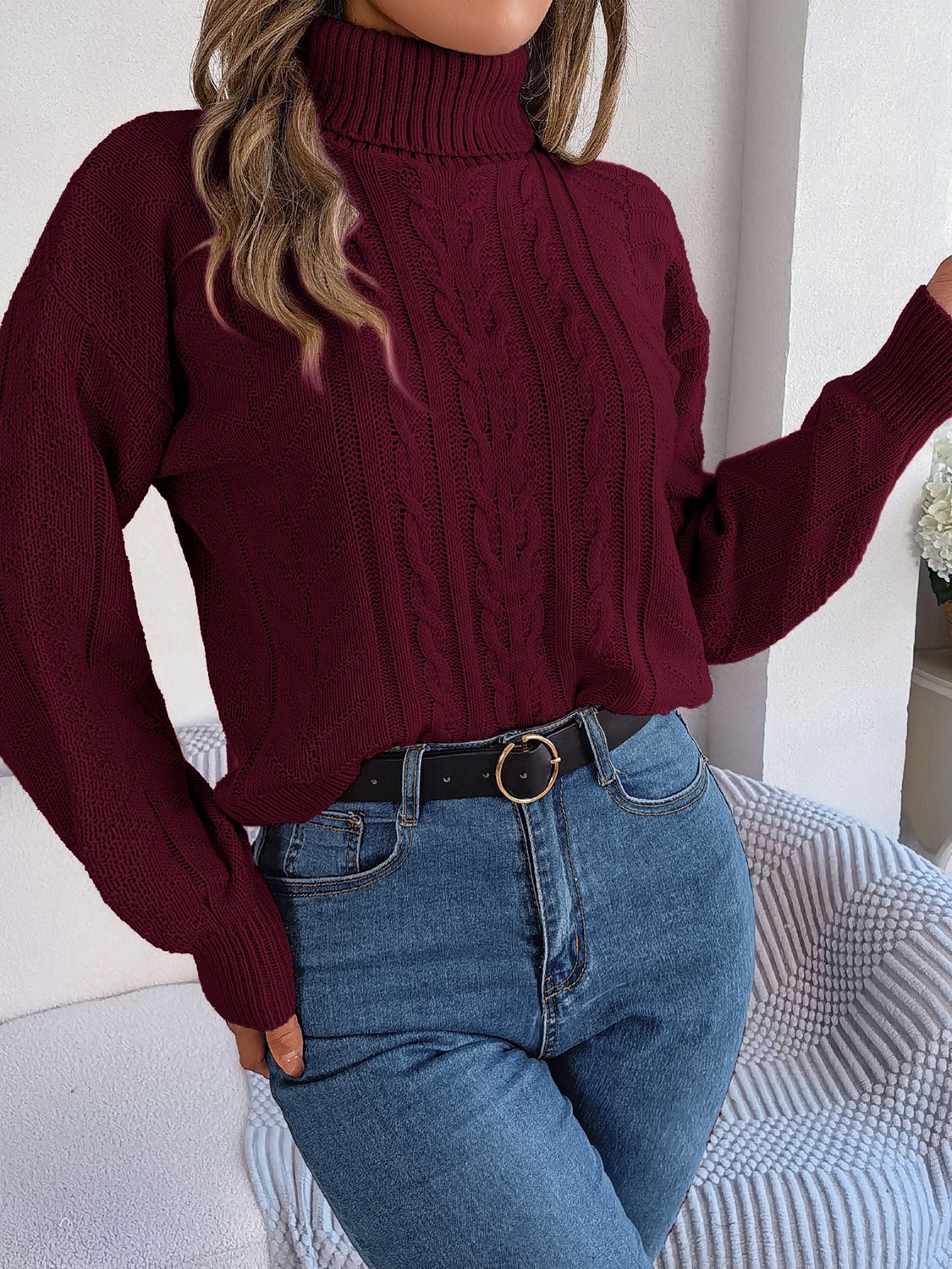 Mariah Cable-Knit Turtleneck Sweater