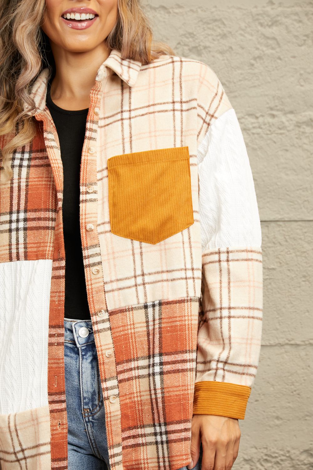 Walk Outside Plaid Color Block Shacket