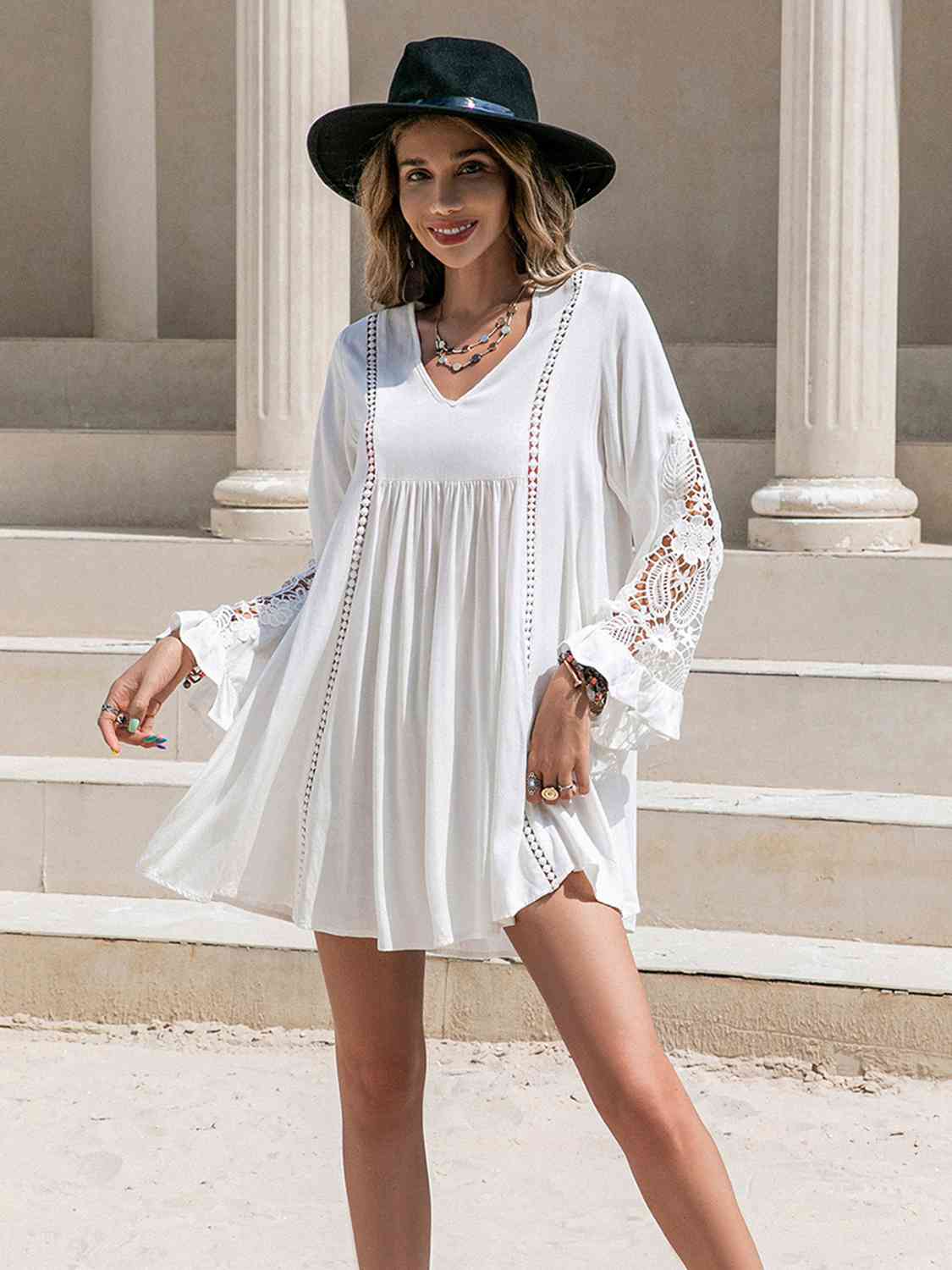 Sierra Lace Detail V-Neck Mini Dress