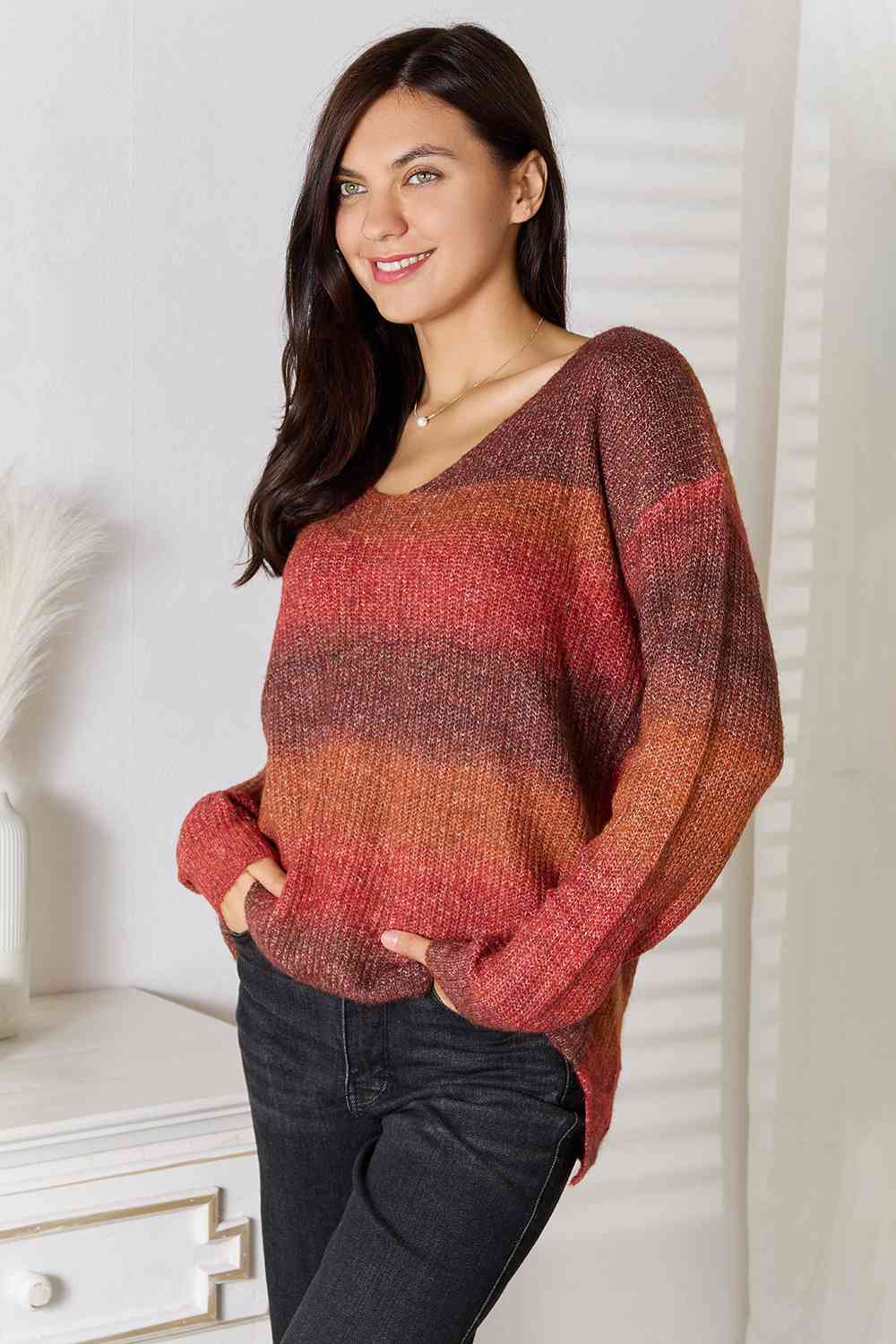 Leslie Gradient V-Neck Sweater