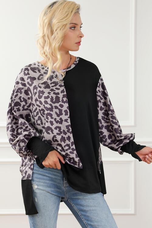 Fierce Leopard Lantern Sleeve Sweatshirt