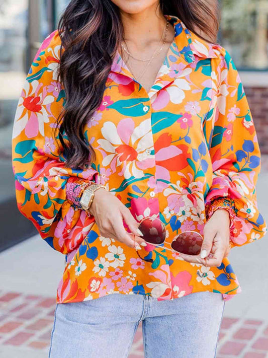 April Floral Lantern Sleeve  Shirt