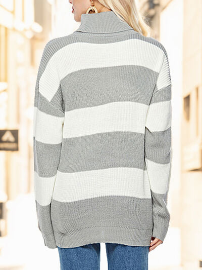 Tiana Striped Turtleneck Long Sleeve Sweater