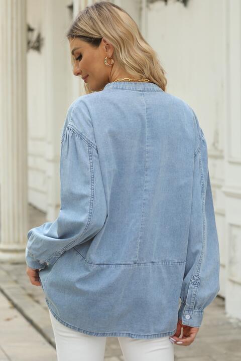 Alessia Notched Neck Denim Top